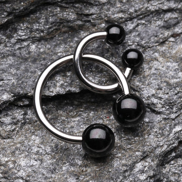 Detail View 1 of Colorline PVD Ball Ends Steel Horseshoe Circular Barbell-Black